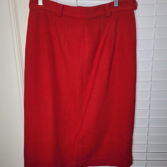 VTG Red Wool Skirt Side Button Zipper Custom made Y2K 90s retro classic chic - Picture 1 of 6